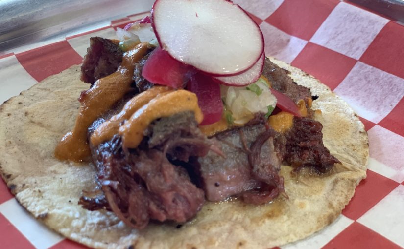 Izzy’s BBQ Taqueria - Kosher Brisket Taco with traditional regional salsa