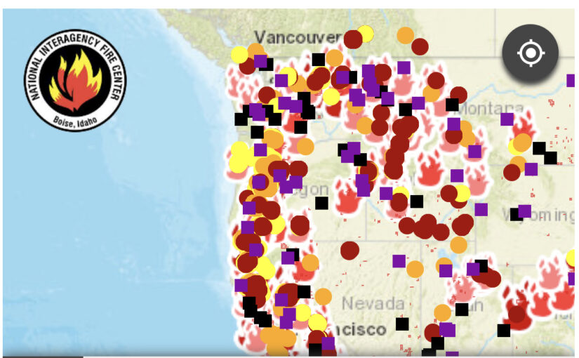 Wildfires Map: California, Colorado, Oregon, and Washington